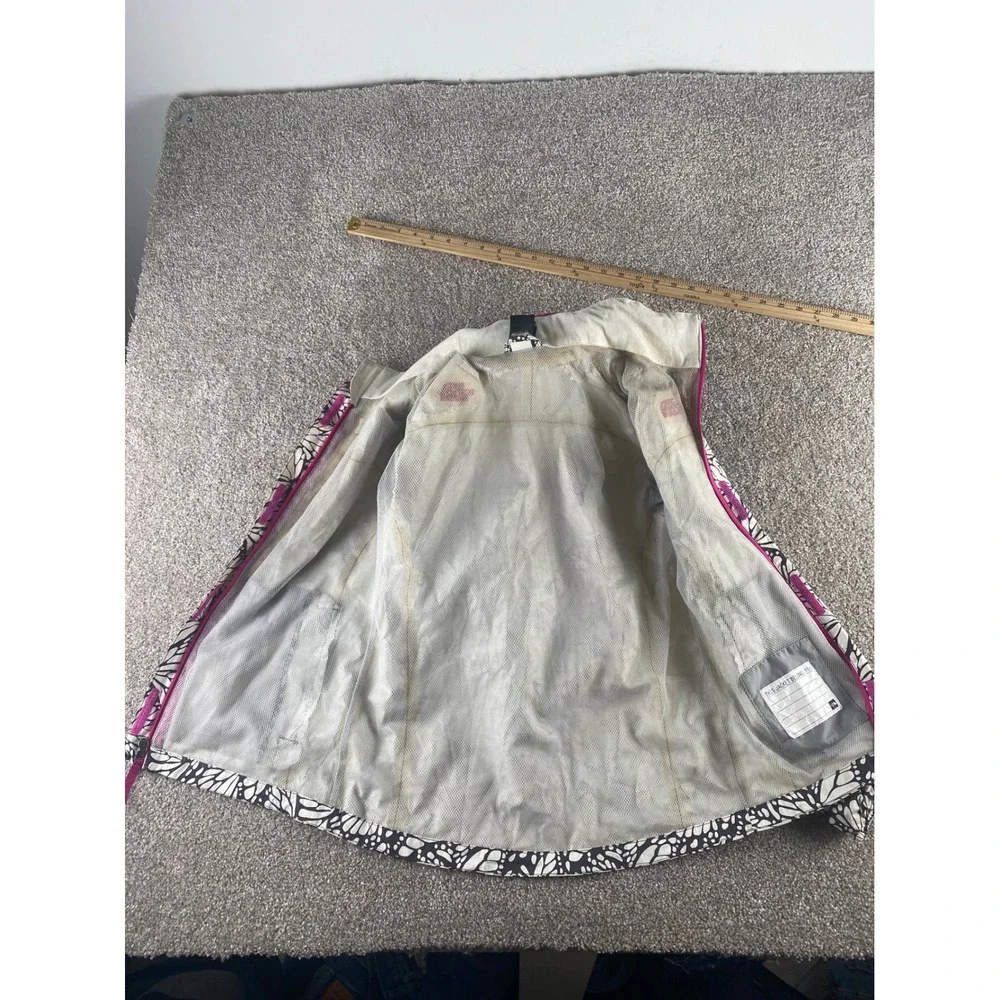 The North Face Girls L HyVent Rain Jacket Black White Butterfly Print 14/16